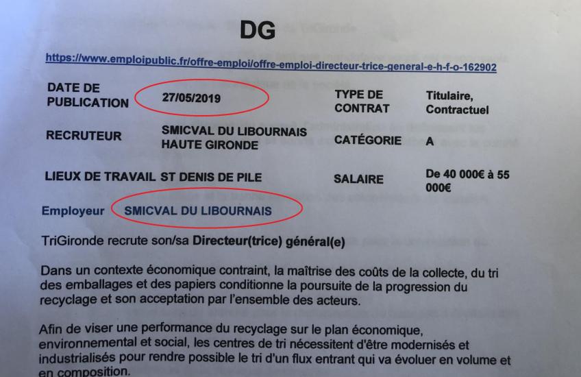 Annonce recherche emploi dgs smicval